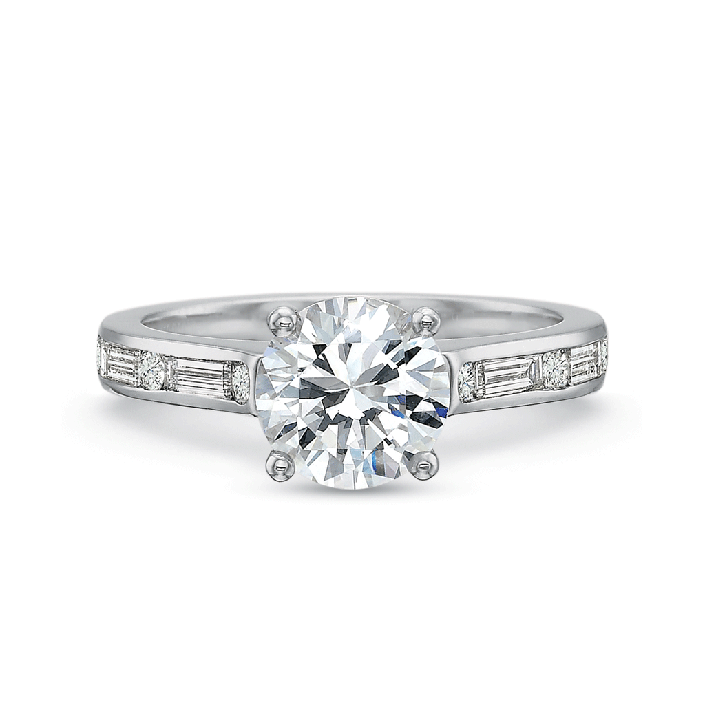Shop the Diamond Engagement Ring with Channel set Alternating Diamond Band Online