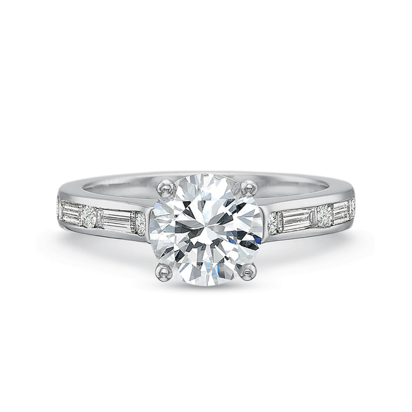 Shop the Diamond Engagement Ring with Channel set Alternating Diamond Band Online