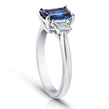 Shop the Classic Blue Sapphire and Diamond Three Stone Platinum Engagement Ring Online