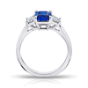 Shop the Classic Blue Sapphire and Diamond Three Stone Platinum Engagement Ring Online