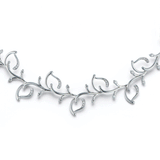 Leaf Diamond and White Gold Link Necklace by Diana Vincent