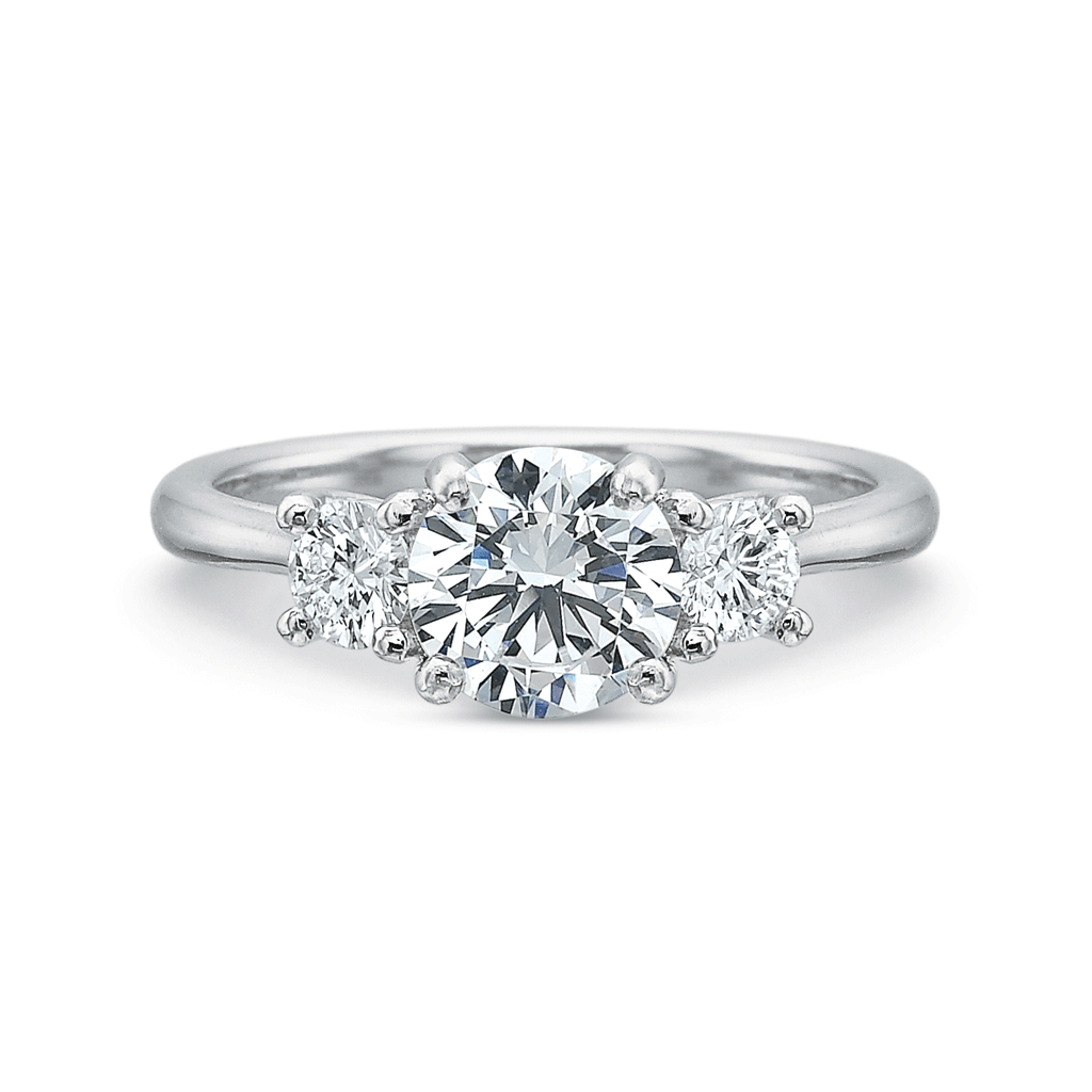 Shop the Classic Diamond Three Stone Platinum Engagement Ring Online