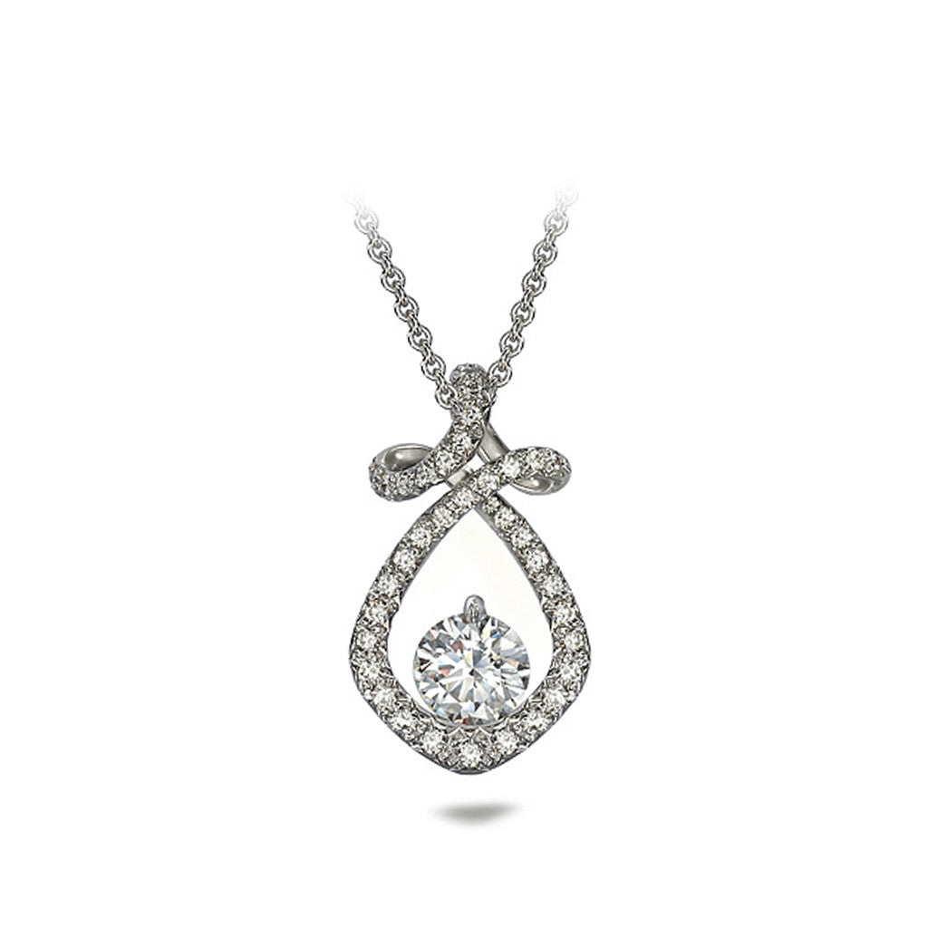 Dancing Twizzle Twist Design Diamond Pave and White Gold Pendant Necklace by Diana Vincent