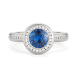 Shop Natural 1 Carat Blue Sapphire Engagement Ring in Palladium White Gold Online