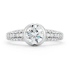 Shop 1 Carat Diamond Engagement Ring with Pave Diamond Band in Platinum Online