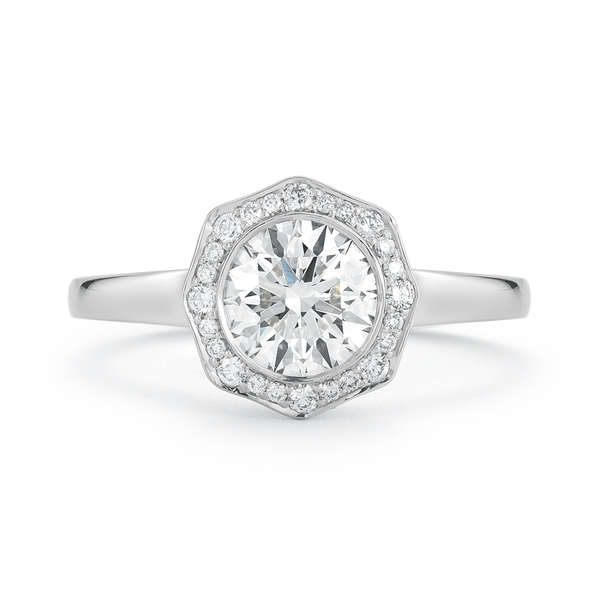 Shop Unique 1 carat Diamond Halo Engagement Ring in Platinum Online