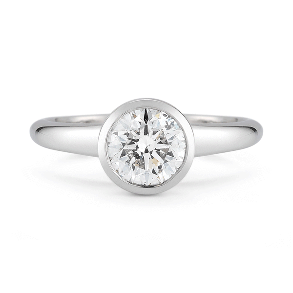 Shop the Bezel Set Round Brilliant Cut Engagement Ring in Platinum Online