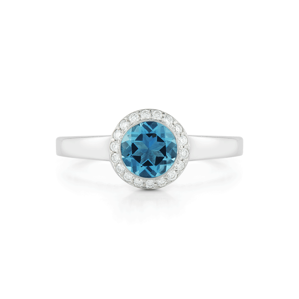 Shop the Aquamarine and Diamond Alternative Engagement Ring in White Gold Online