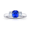 Shop the Classic Blue Sapphire and Diamond Three Stone Platinum Engagement Ring Online