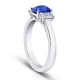 Shop the Classic Blue Sapphire and Diamond Three Stone Platinum Engagement Ring Online