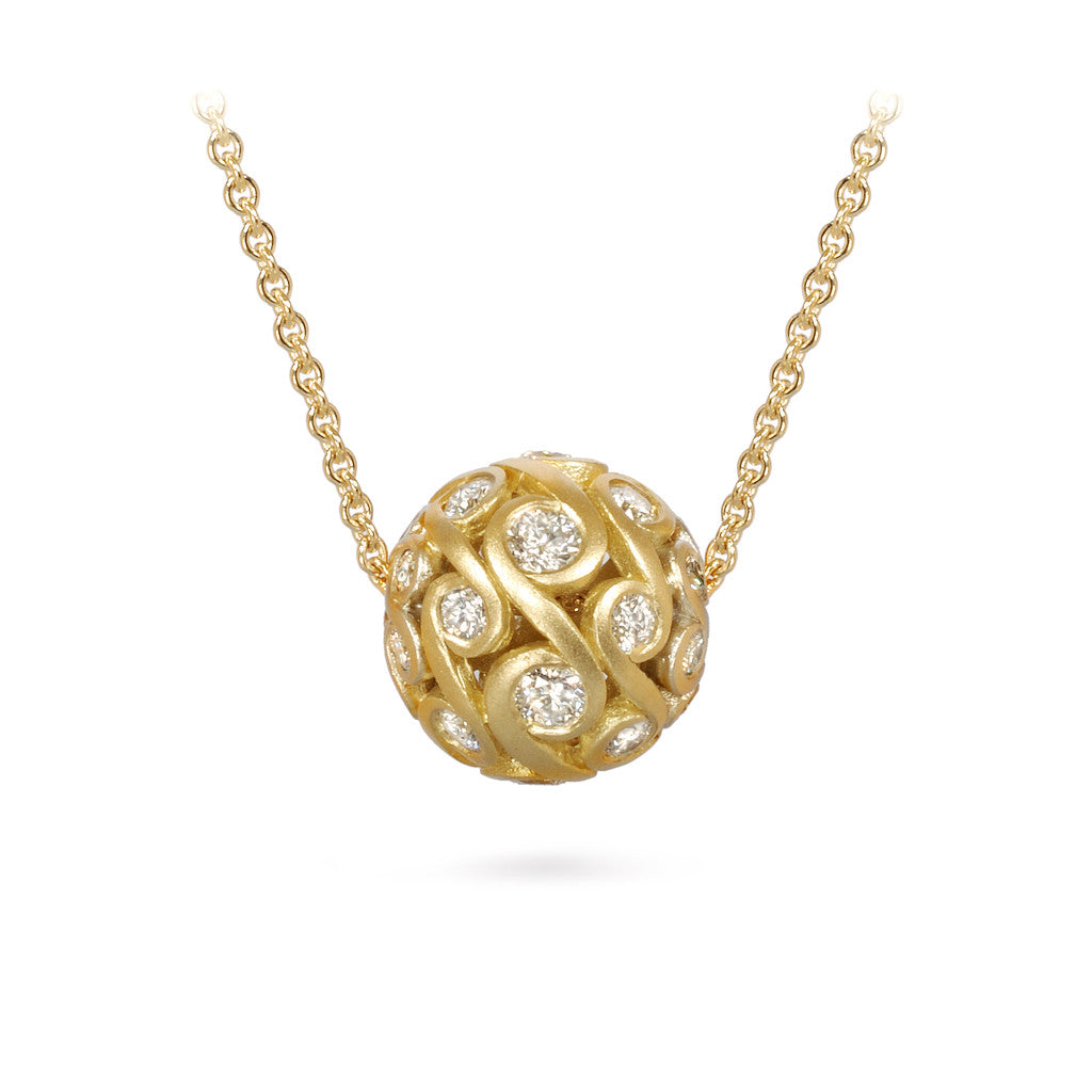 1.60 Carat Diamond White Gold Pave Ball Pendant Necklace at 1stDibs | diamond  ball pendant, diamond ball necklace, pave ball necklace