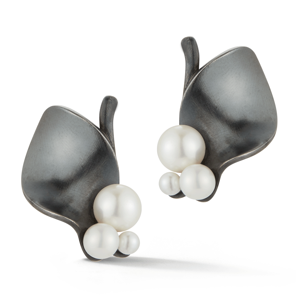 Shop the On The Edge Pearl and Oxidized Sterling Silver Earrings Online