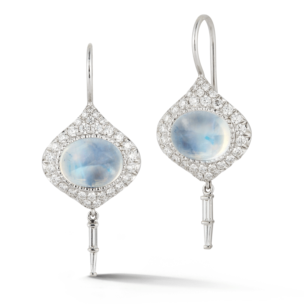 Shop the Rainbow Moonstone and Pave Diamond Earrings Online