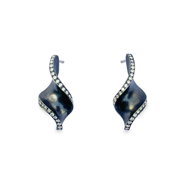 Shop the On The Edge Pirouette Diamond and Oxidized Sterling Silver Earrings Online