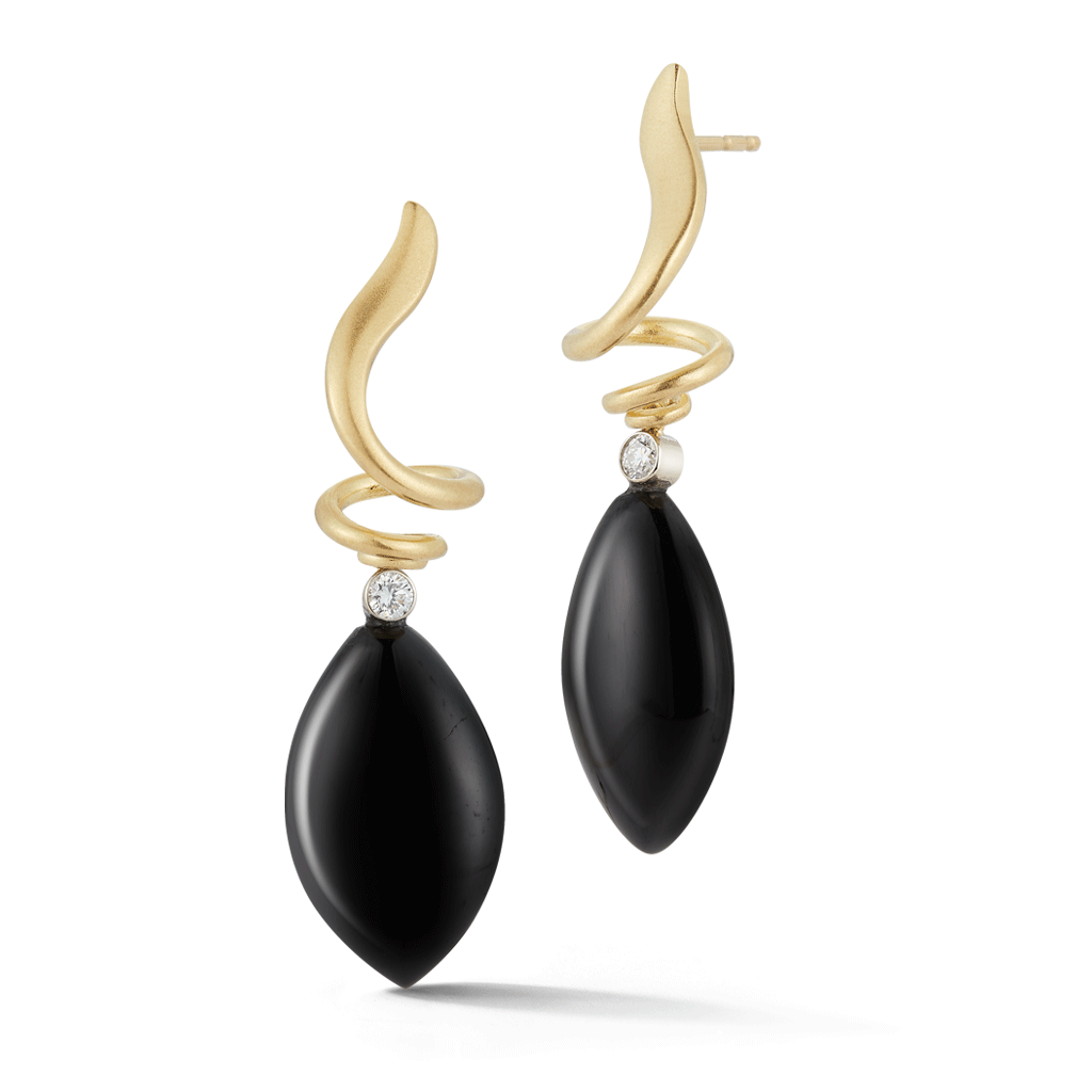 Shop the Black Spinel and Yellow Gold Diamond Earrings Online