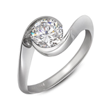 Diamond & Platinum Contour Solitaire Engagement Ring Quarter View