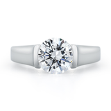 Entre Nous Solitaire Inside Pave Diamond Line Engagement Ring by Diana Vincent