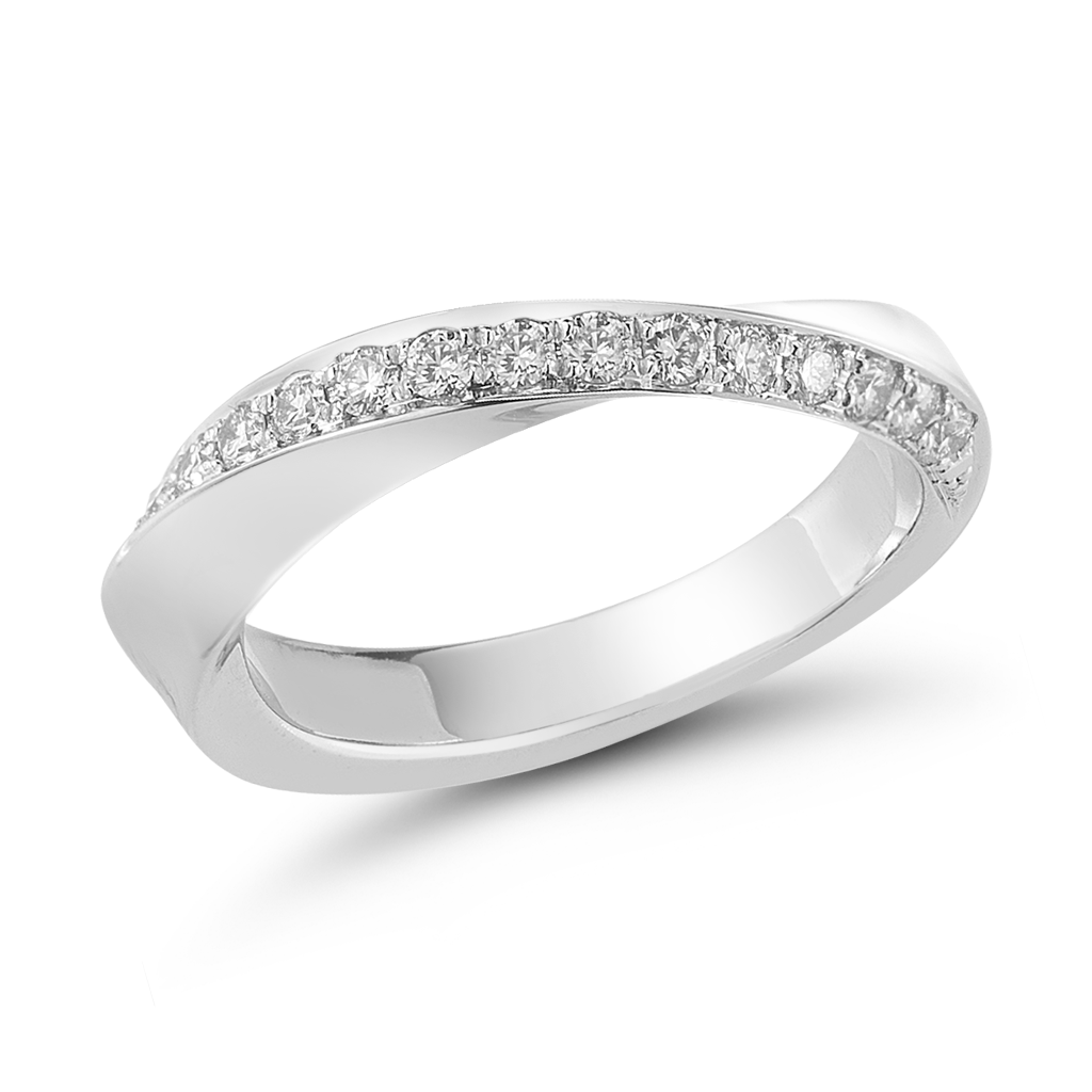 On the Edge Mobius Diamond and White Gold Ring