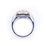 Radiant Cut Diamond Ring in Platinum with black accents bold Designer Ring by Diana Vincent