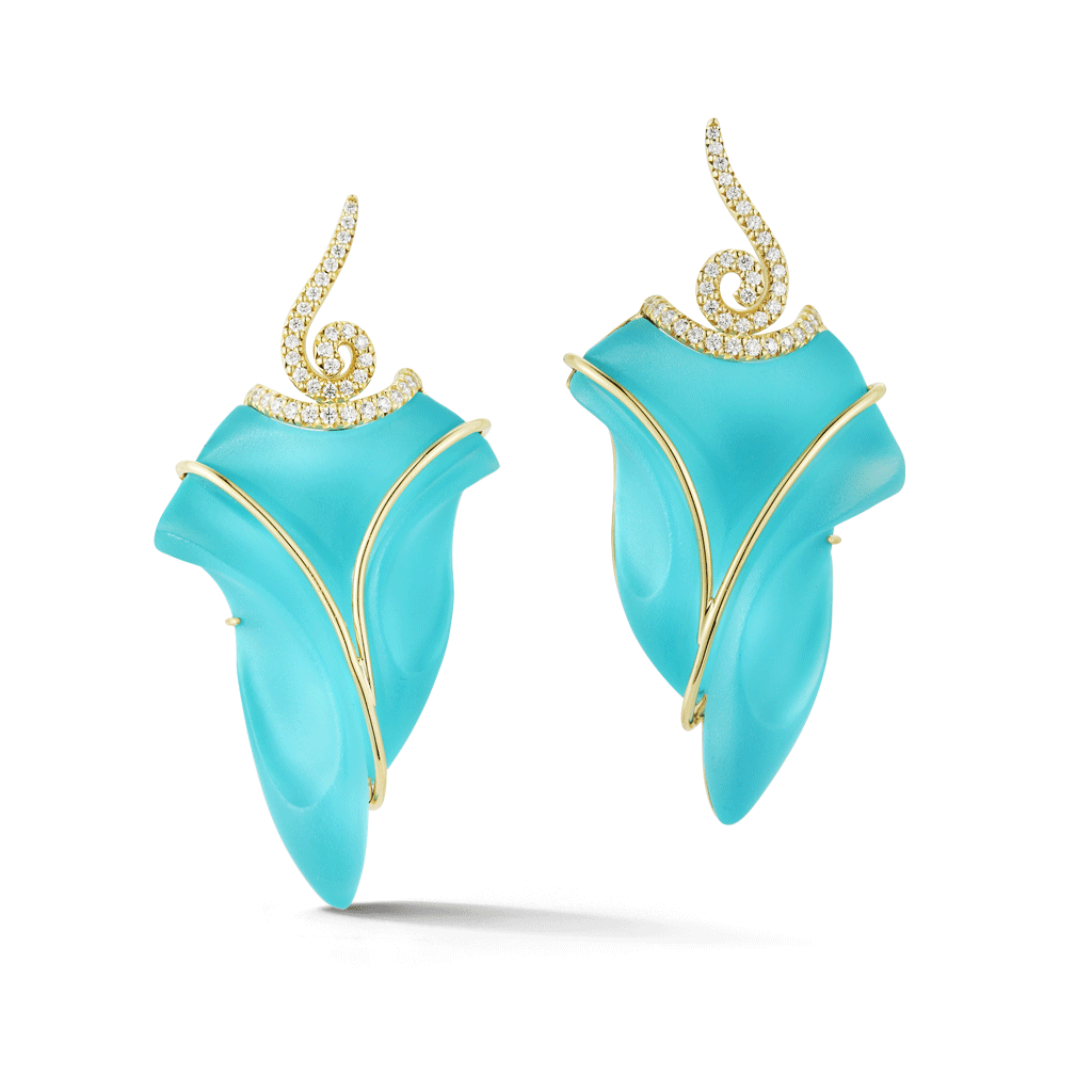 Shop the Carved Turquoise, Rock Crystal and Diamond Earrings Online