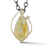 One of a Kind Aquafire and Diamond Pendant Necklace by Diana Vincent