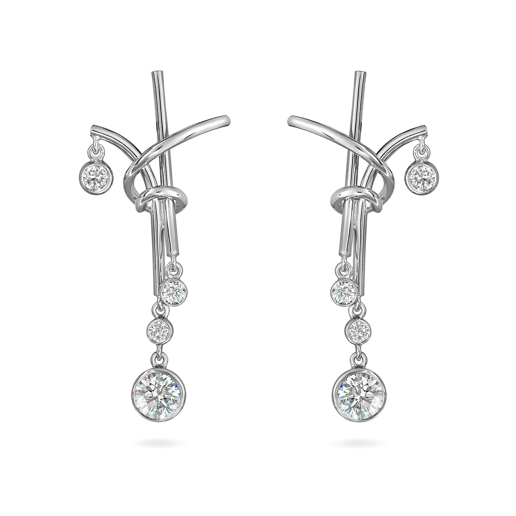 Diamond and White Gold Splash Chandelier Earrings by Diana Vincent