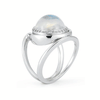 Cabochon Moonstone Diamond and White Gold Ring