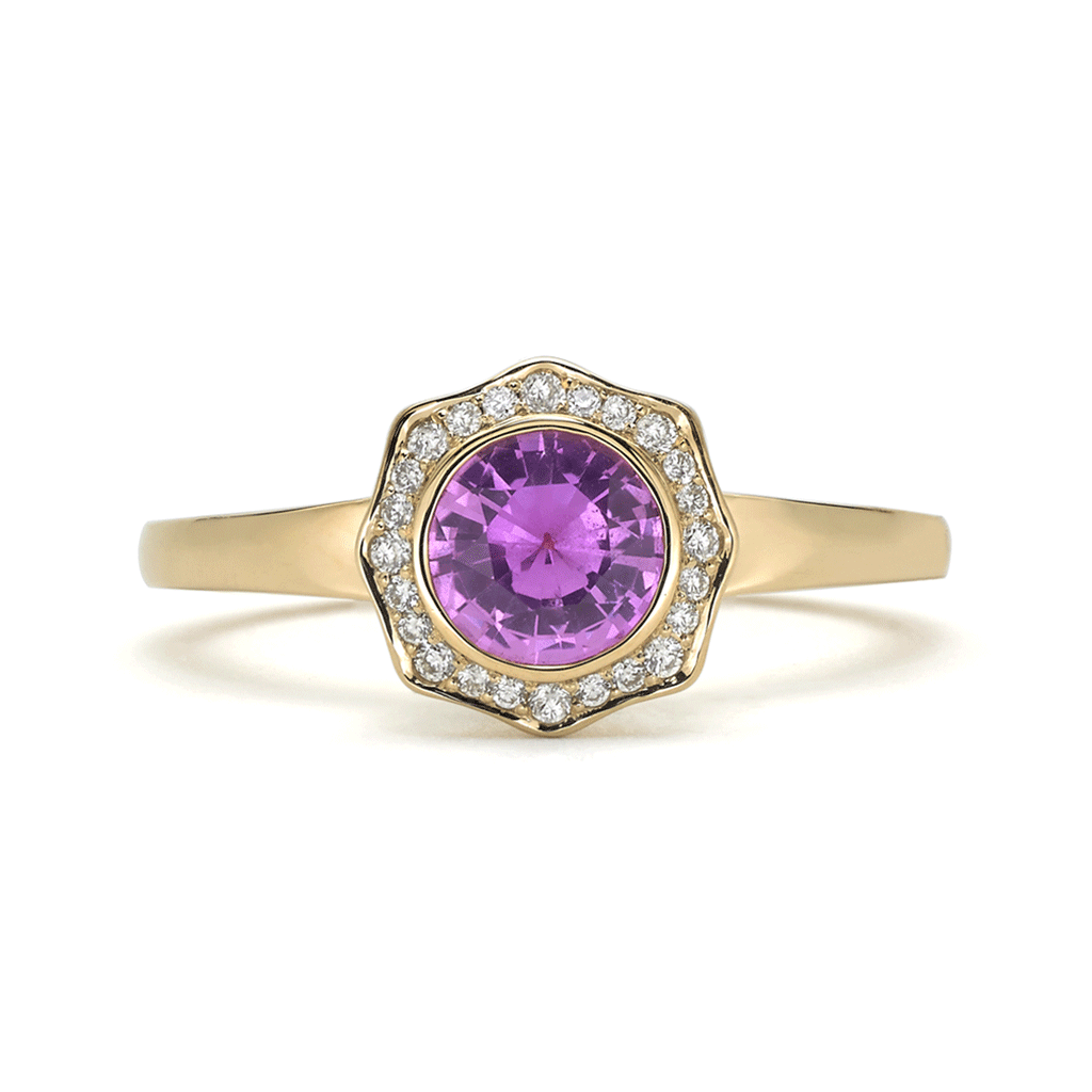 Steller Flare Natural Pink Sapphire Gemstone and Diamond Engagement or Cocktail Ring by Diana Vincent
