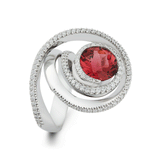 Rubelite Gemstone and Diamond Swirl Cocktail Ring by Diana Vincent