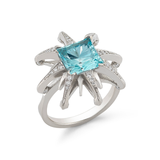 Aquamarine Gemstone and Diamond Starburst Ring by Diana Vincent
