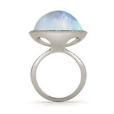 Steller Large Rainbow Moonstone Gemstone and Diamond Ring Side View
