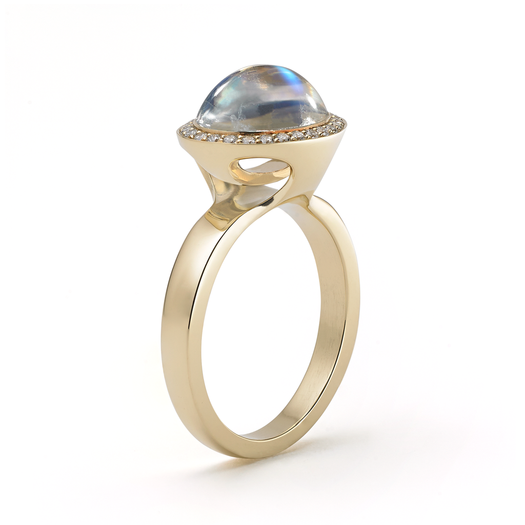 Crystal Rings | Buy Online Natural Rainbow Moonstone Faceted Ring -  Shubhanjali