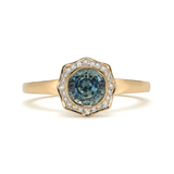 Steller Flare Natural Blue Green Sapphire Gemstone and Diamond Engagement Ring by Diana Vincent