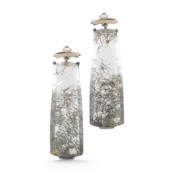 Tourmaline Quartz and Diamond Earrings by Diana Vincent