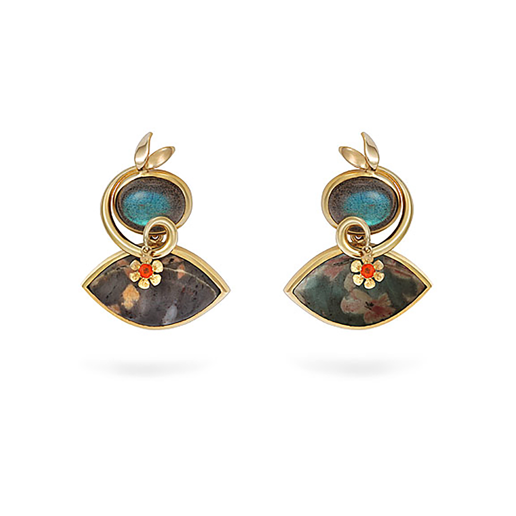 Serpentine, Labradorite and Mexican Opal Earrings by Diana Vincent