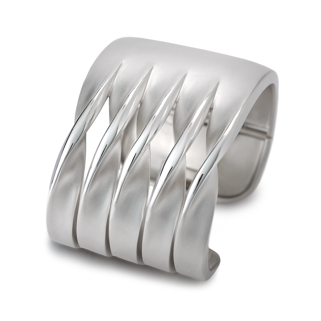 On the Edge White Gold Curves Cuff Bracelet by Diana Vincent