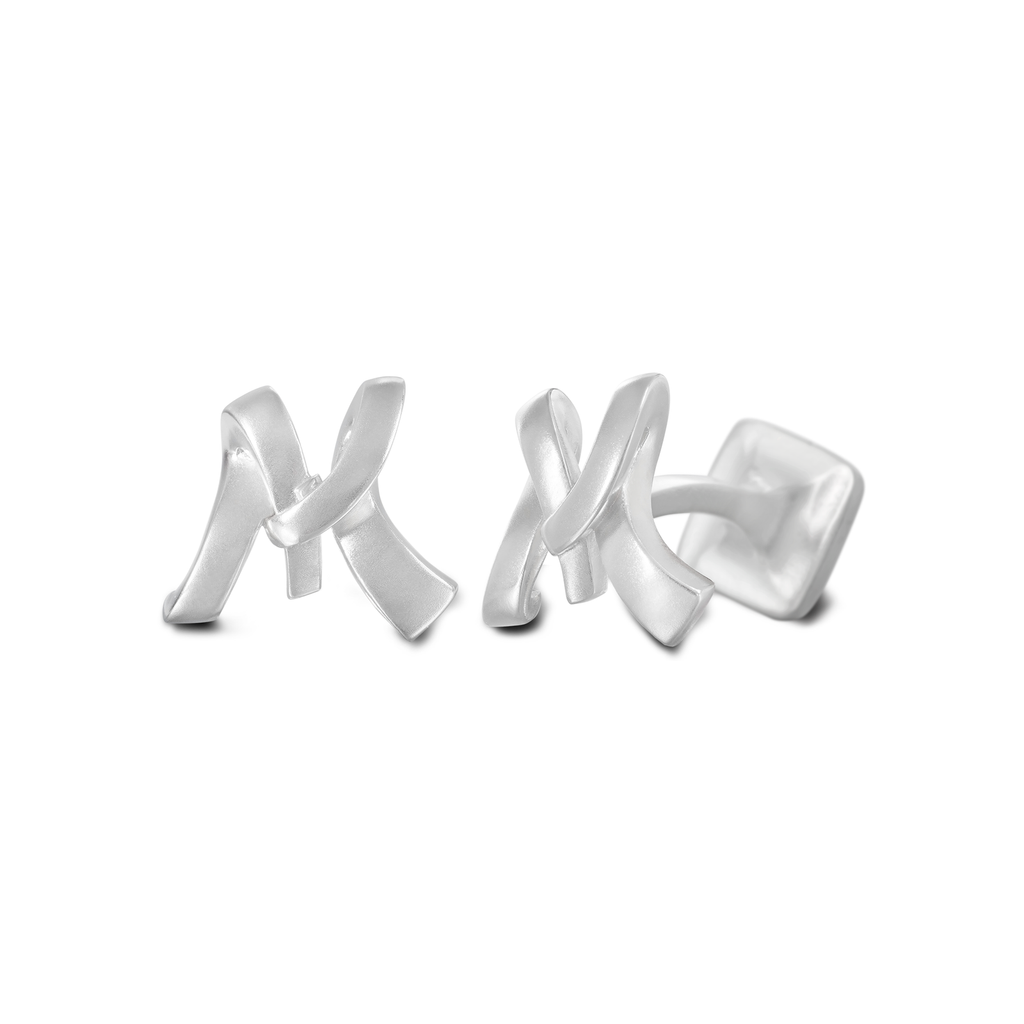 Signature Sterling Silver or Gold Men's Cufflink Letter M