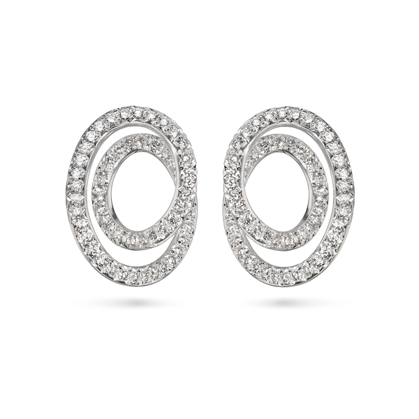 Contour Large Diamond and White Gold Swirl Earrings by Diana Vincent