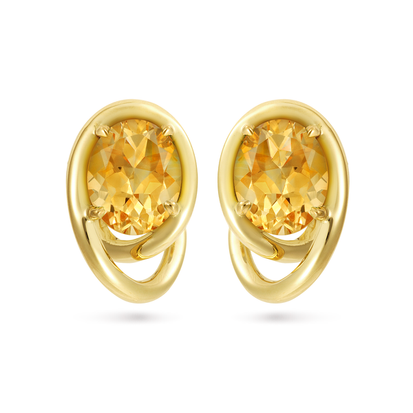 Contour Swirl Citrine Gemstones and Yellow Gold Earrings by Diana Vincent