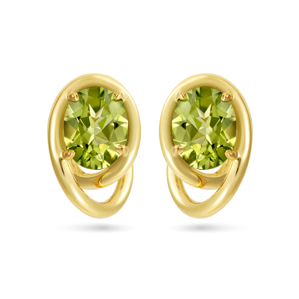 Contour Swirl Peridot Gemstones and Yellow Gold Earrings by Diana Vincent