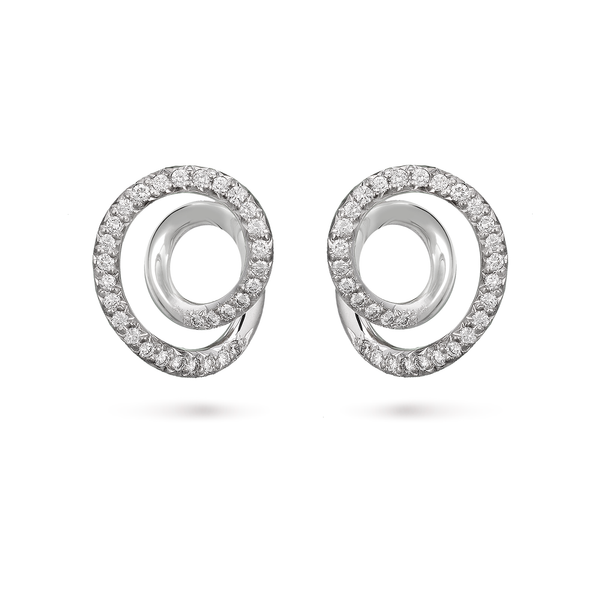 Contour Small Diamond and White Gold Swirl Earrings by Diana Vincent