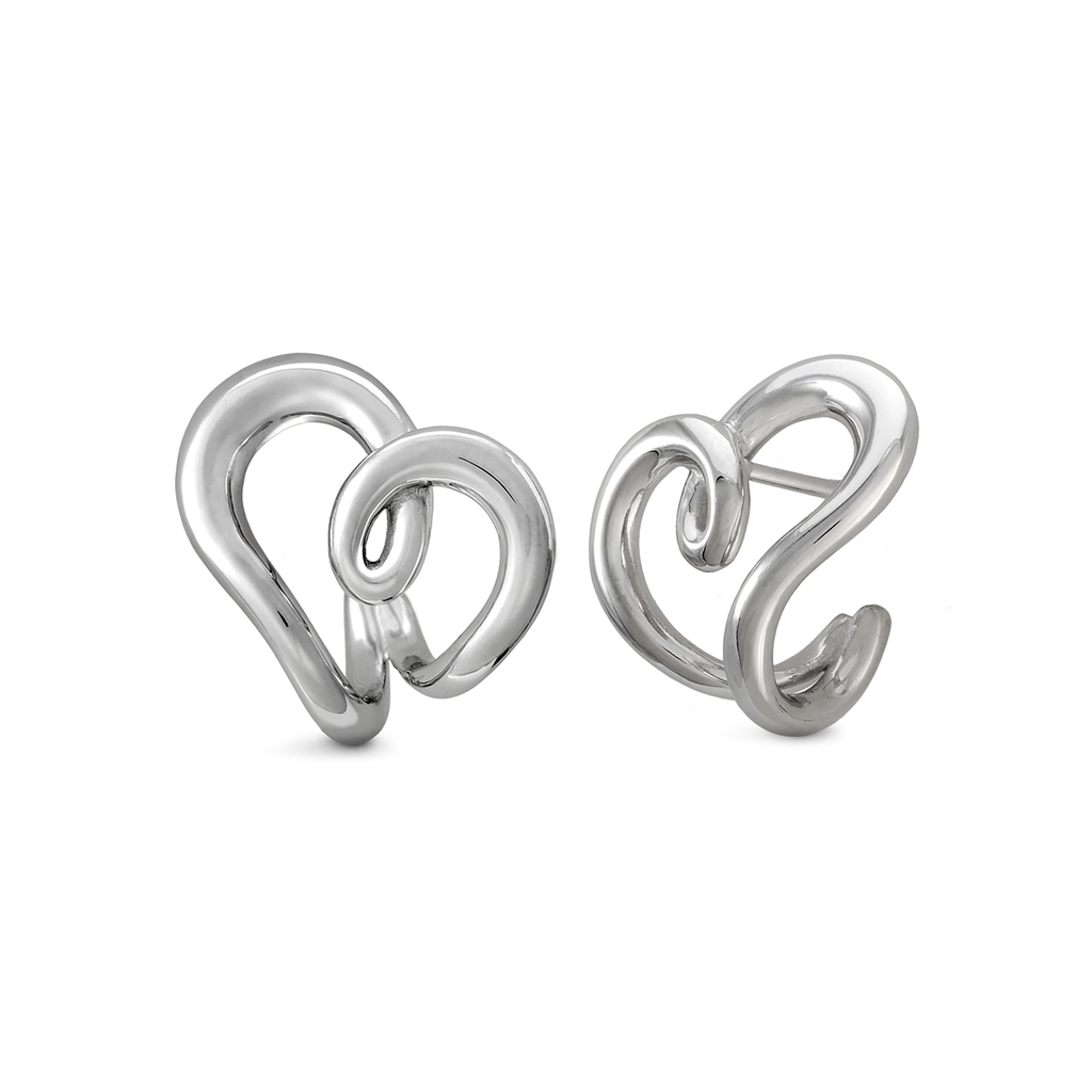 Heart Love Design Earrings in White Gold by Diana Vincent