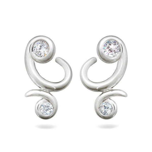 Contour Bossa Nova Diamonds and Sterling Silver Earrings by Diana Vincent