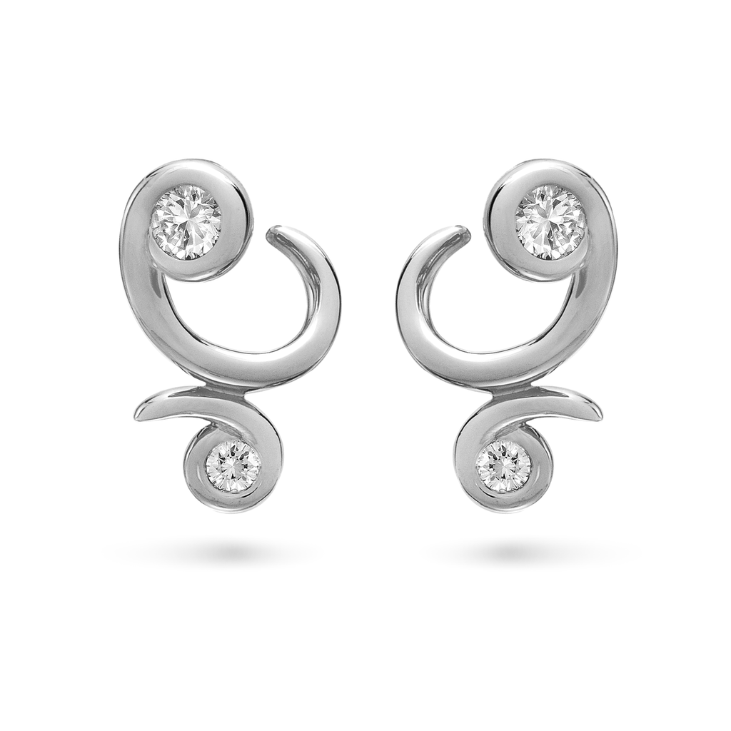 Contour Bossa Nova Diamond and White Gold Earrings by Diana Vincent