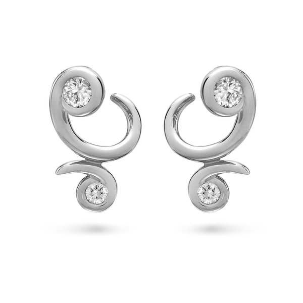 Contour Bossa Nova Diamond and White Gold Earrings by Diana Vincent