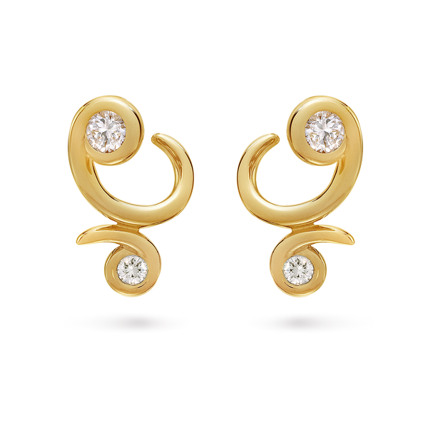Contour Bossa Nova Yellow Gold And Diamond Earrings by Diana Vincent