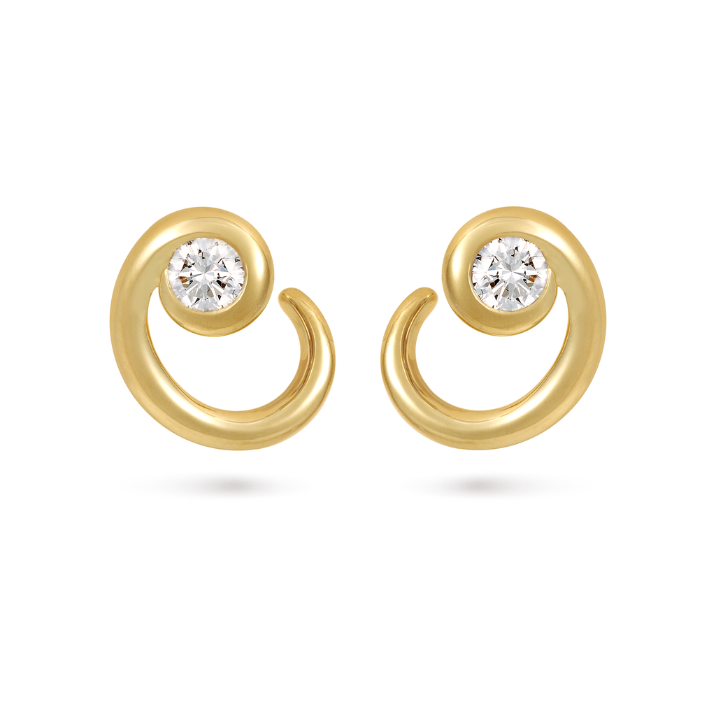 Contour Diamond and Yellow Gold Wrap Earrings by Diana Vincent