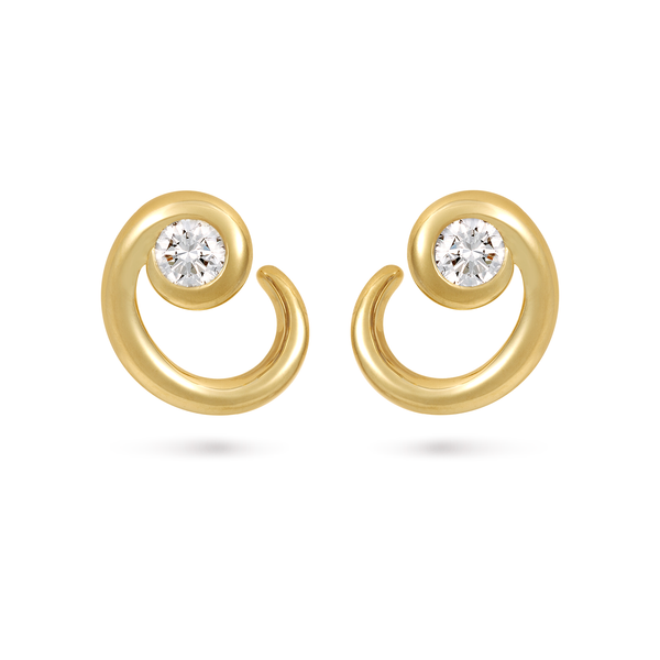 Contour Diamond and Yellow Gold Wrap Earrings by Diana Vincent