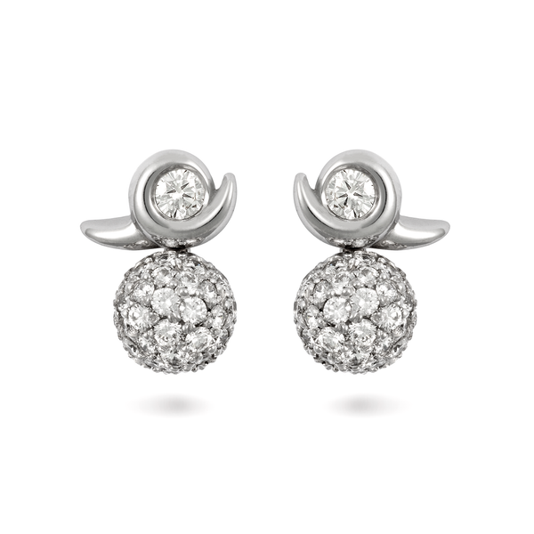 Contour Pave Ball Diamond and White Gold Earrings by Diana Vincent