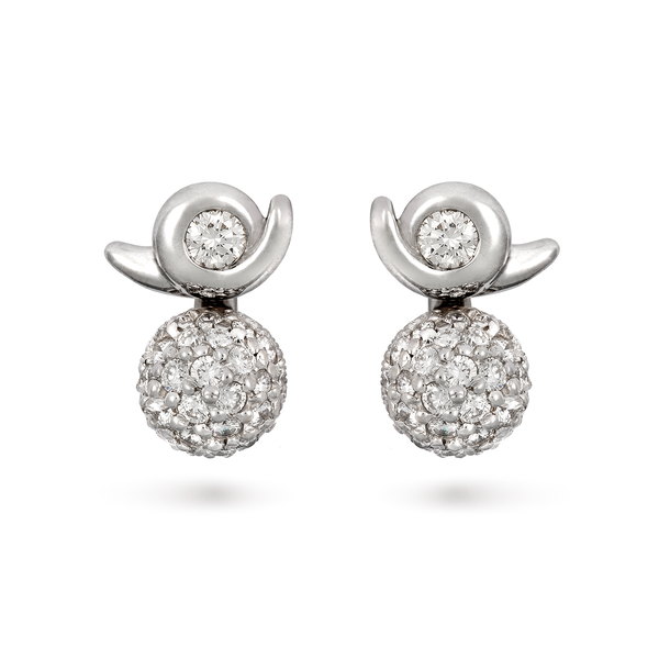 Contour Pave Ball Diamond and White Gold Earrings by Diana Vincent